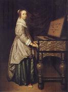 Hendrick Martensz Sorgh Girl at a virginal oil painting artist